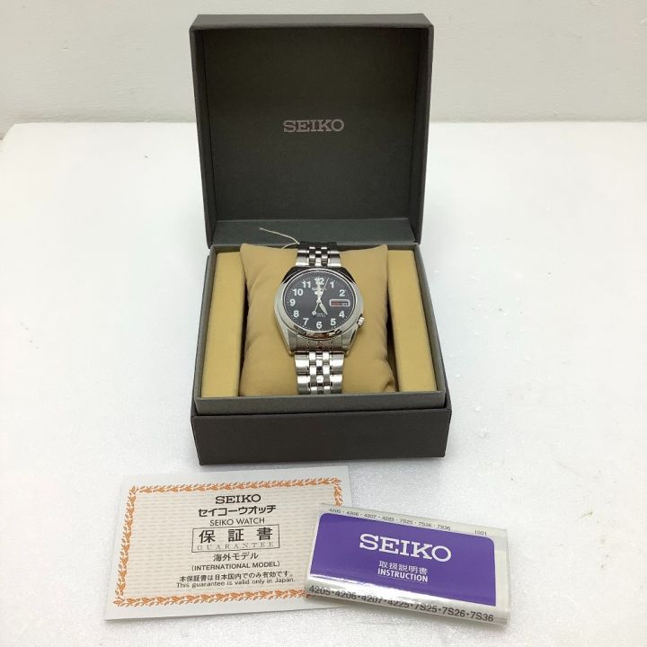 SEIKO セイコー セイコー5 腕時計 海外モデル 自動巻き 裏蓋スケルトン SNK381 文字盤ブラック｜中古｜なんでもリサイクルビッグバン