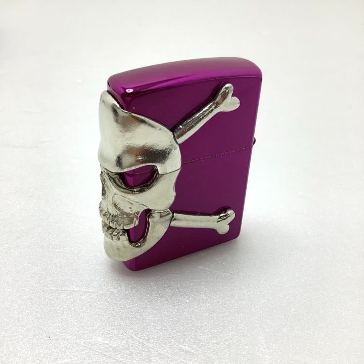 ライター ZIPPO ジッポ BIG SKULL ビッグスカル パープル - 中古小物