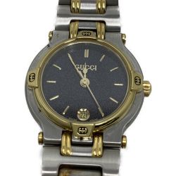 ▲▲ GUCCI グッチ 腕時計 ブラック系文字盤 コンビカラー クォーツ 9000L ブラック x ゴールド x シルバー Cランク