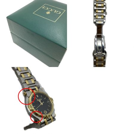  GUCCI グッチ 腕時計 ブラック系文字盤 コンビカラー クォーツ 9000L ブラック x ゴールド x シルバー