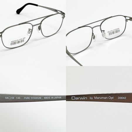   Darwin ダーヴィン 伊達メガネ 眼鏡 ケース付 D0042-54-GR シルバー×ブラック