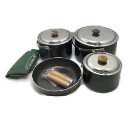 ▲▲ Coleman コールマン アウトドア 鍋セット クッカー フライパン 4点セット グリーン Cランク