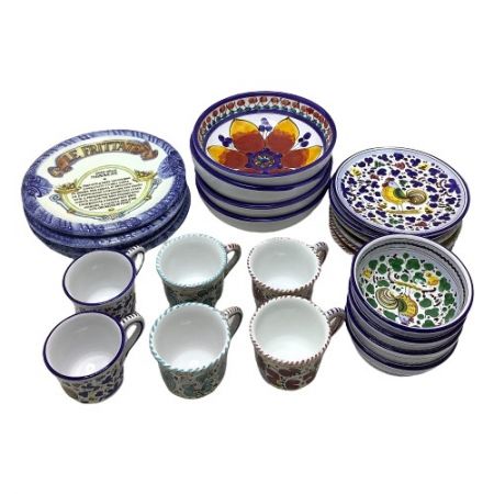   TGM ハンドメイド 陶器 イタリア食器まとめ 24点 絵皿 ティーカップ ソーサー など