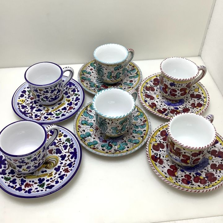 TGM ハンドメイド 陶器 イタリア食器まとめ 24点 絵皿 ティーカップ