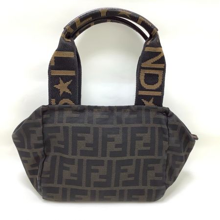  FENDI フェンディ ズッカ ナイロンキャンバス ミニハンドバッグ ミニポーチ ブラウン x カーキ