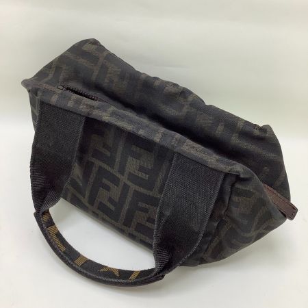  FENDI フェンディ ズッカ ナイロンキャンバス ミニハンドバッグ ミニポーチ ブラウン x カーキ