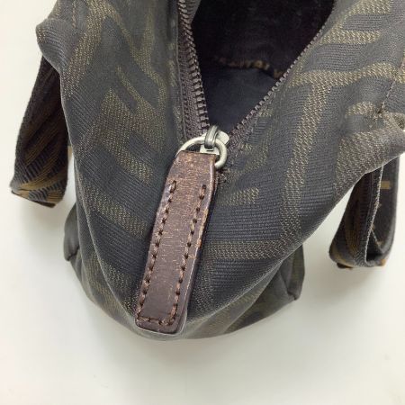 FENDI フェンディ ズッカ ナイロンキャンバス ミニハンドバッグ ミニポーチ ブラウン x カーキ