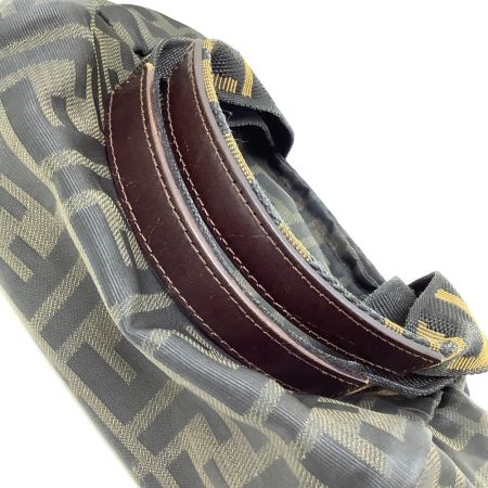  FENDI フェンディ ズッカ ナイロンキャンバス ミニハンドバッグ ミニポーチ ブラウン x カーキ