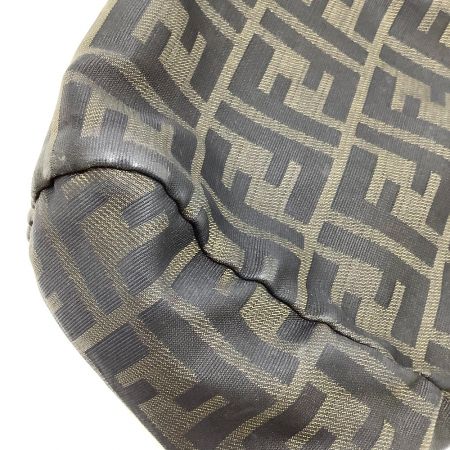  FENDI フェンディ ズッカ ナイロンキャンバス ミニハンドバッグ ミニポーチ ブラウン x カーキ