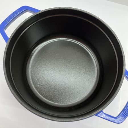 STAUB ストウブ ピコ ココット ラウンド 両手鍋　ほうろう 22cm 2.6L IH対応 ブルー