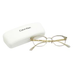 ◆◆ Calvin Klein カルバンクライン 眼鏡フレーム ケース付 レンズ無 ck231221LB ゴールド Aランク