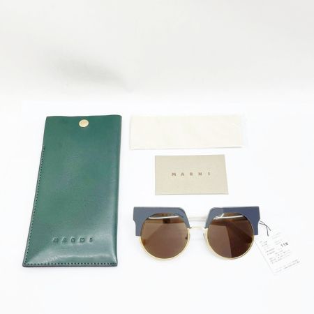  MARNI マルニ ラウンドフレーム サングラス グレー ホワイト ブラウン ケース・クロス・タグ付 ME602