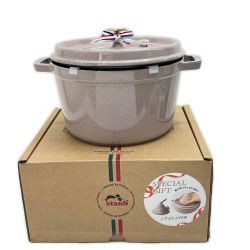 ◆◆ STAUB ストウブ 両手鍋 グランドココットラウンド 24cm ミトン付 4.65L シフォンローズ Sランク