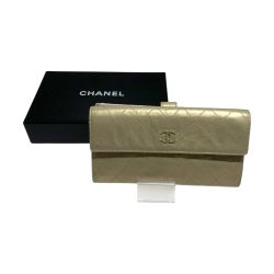 ●● CHANEL シャネル 長財布　キルティング ゴールド Bランク